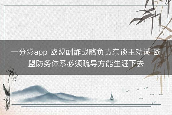 一分彩app 欧盟酬酢战略负责东谈主劝诫 欧盟防务体系必须疏导方能生涯下去
