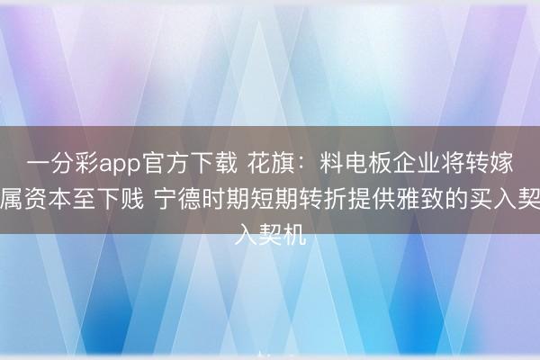 一分彩app官方下载 花旗：料电板企业将转嫁金属资本至下贱 宁德时期短期转折提供雅致的买入契机