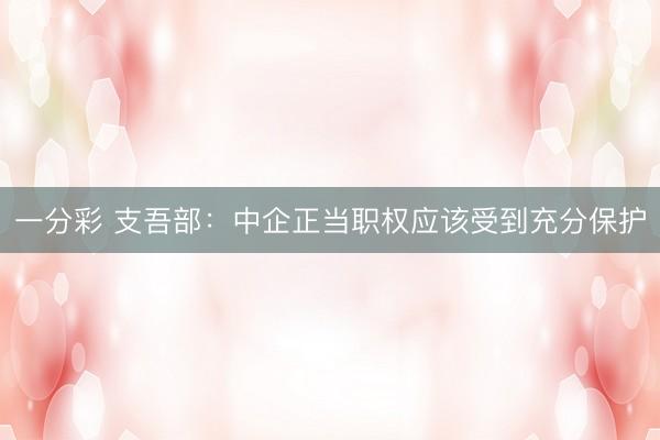 一分彩 支吾部：中企正当职权应该受到充分保护