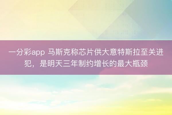 一分彩app 马斯克称芯片供大意特斯拉至关进犯,是明天三年制约增长的最大瓶颈