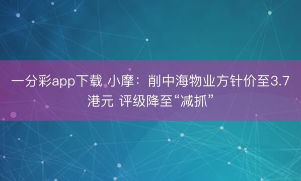 一分彩app下载 小摩：削中海物业方针价至3.7港元 评级降至“减抓”