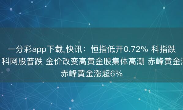 一分彩app下载 快讯：恒指低开0.72% 科指跌0.79% 科网股普跌 金价改变高黄金股集体高潮 赤峰黄金涨超6%