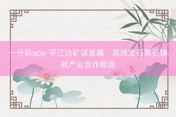 一分彩app 平江访矿谋发展:高纯度石英石铺就产业合作新路