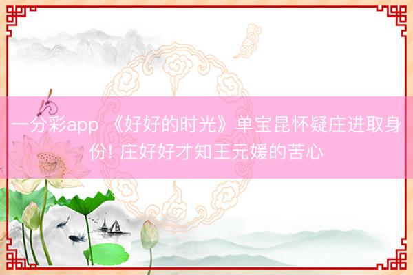一分彩app 《好好的时光》单宝昆怀疑庄进取身份! 庄好好才知王元媛的苦心