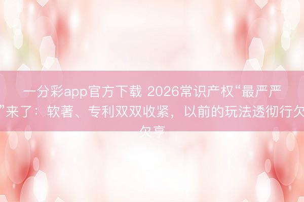 一分彩app官方下载 2026常识产权“最严严查”来了：软著、专利双双收紧，以前的玩法透彻行欠亨