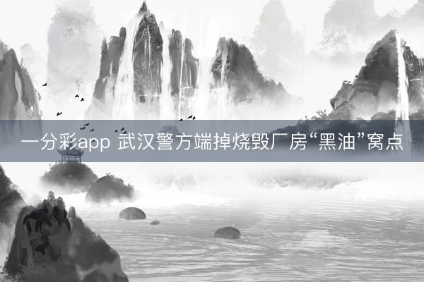 一分彩app 武汉警方端掉烧毁厂房“黑油”窝点