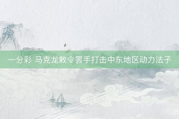 一分彩 马克龙敕令罢手打击中东地区动力法子