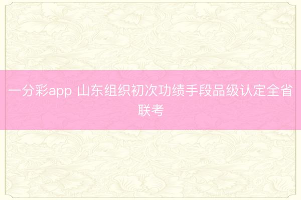 一分彩app 山东组织初次功绩手段品级认定全省联考