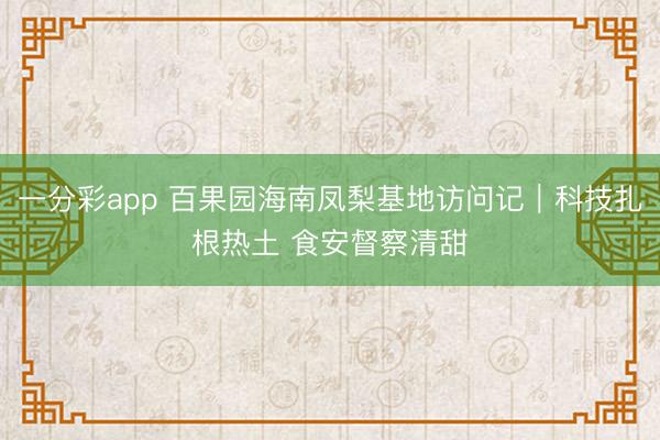 一分彩app 百果园海南凤梨基地访问记｜科技扎根热土 食安督察清甜