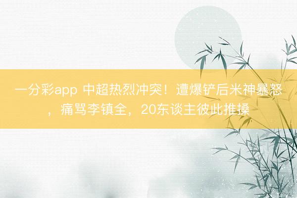 一分彩app 中超热烈冲突！遭爆铲后米神暴怒，痛骂李镇全，20东谈主彼此推搡