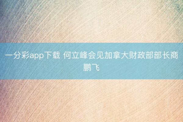 一分彩app下载 何立峰会见加拿大财政部部长商鹏飞