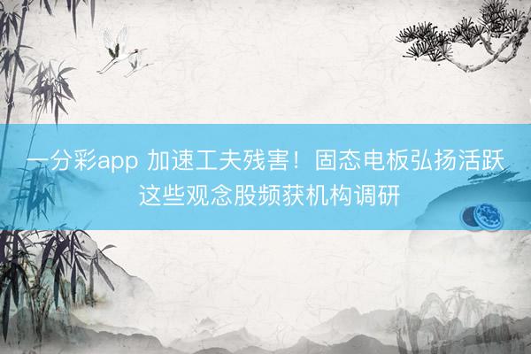 一分彩app 加速工夫残害！固态电板弘扬活跃 这些观念股频获机构调研