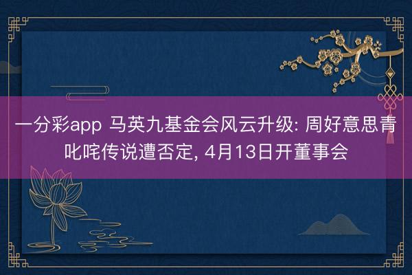 一分彩app 马英九基金会风云升级: 周好意思青叱咤传说遭否定, 4月13日开董事会
