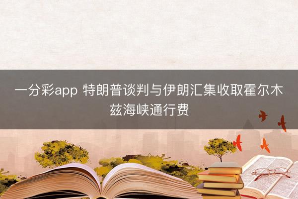 一分彩app 特朗普谈判与伊朗汇集收取霍尔木兹海峡通行费