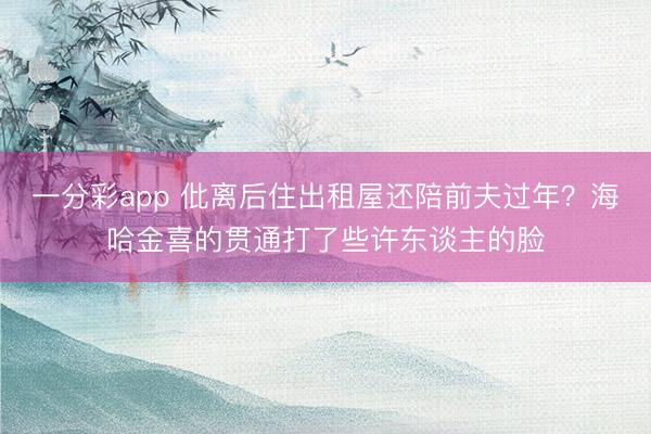 一分彩app 仳离后住出租屋还陪前夫过年?海哈金喜的贯通打了些许东谈主的脸