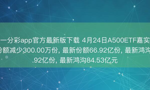 一分彩app官方最新版下载 4月24日A500ETF嘉实(159351)份额减少300.00万份， 最新份额66.92亿份， 最新鸿沟84.53亿元