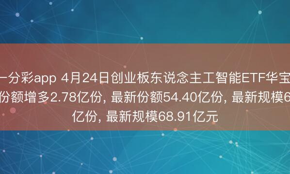 一分彩app 4月24日创业板东说念主工智能ETF华宝(159363)份额增多2.78亿份， 最新份额54.40亿份， 最新规模68.91亿元
