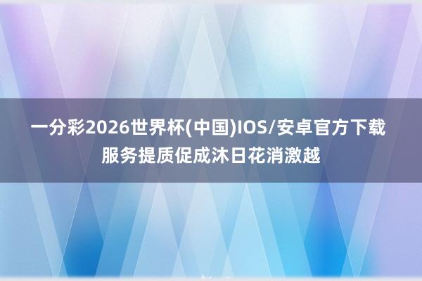 一分彩2026世界杯(中国)IOS/安卓官方下载 服务提质促成沐日花消激越