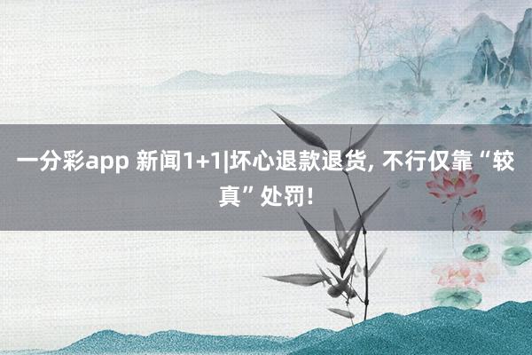 一分彩app 新闻1+1|坏心退款退货， 不行仅靠“较真”处罚!