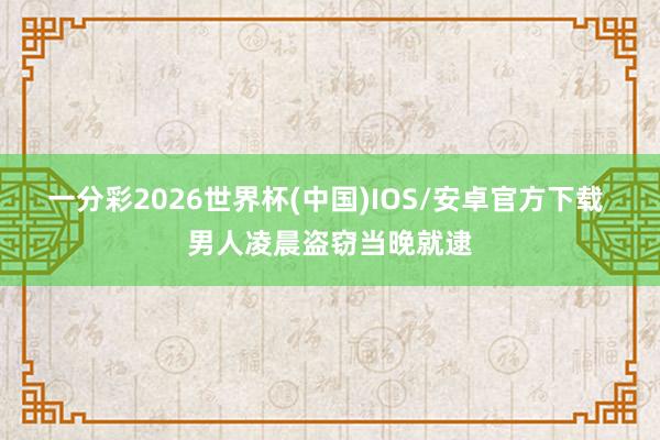 一分彩2026世界杯(中国)IOS/安卓官方下载 男人凌晨盗窃当晚就逮
