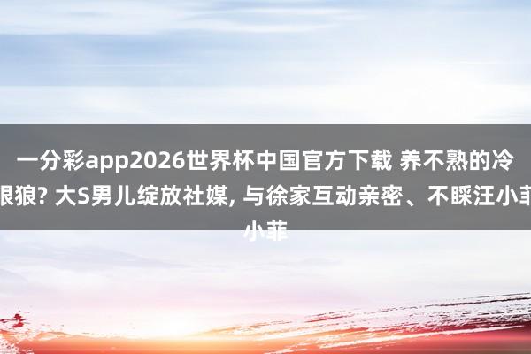 一分彩app2026世界杯中国官方下载 养不熟的冷眼狼? 大S男儿绽放社媒， 与徐家互动亲密、不睬汪小菲