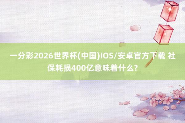 一分彩2026世界杯(中国)IOS/安卓官方下载 社保耗损400亿意味着什么?