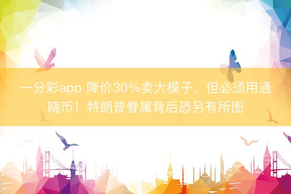 一分彩app 降价30%卖大模子，但必须用通晓币！特朗普眷属背后恐另有所图