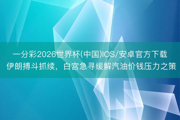 一分彩2026世界杯(中国)IOS/安卓官方下载 伊朗搏斗抓续，白宫急寻缓解汽油价钱压力之策