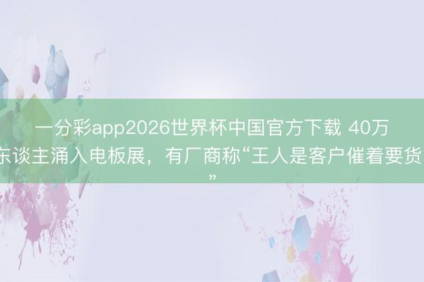 一分彩app2026世界杯中国官方下载 40万东谈主涌入电板展，有厂商称“王人是客户催着要货”