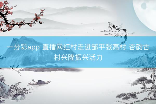 一分彩app 直播网红村走进邹平张高村 杏韵古村兴隆振兴活力