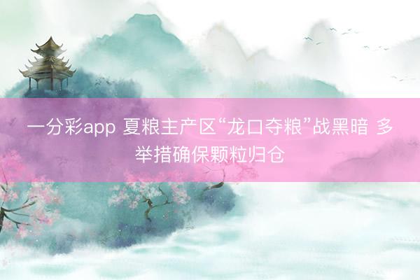 一分彩app 夏粮主产区“龙口夺粮”战黑暗 多举措确保颗粒归仓