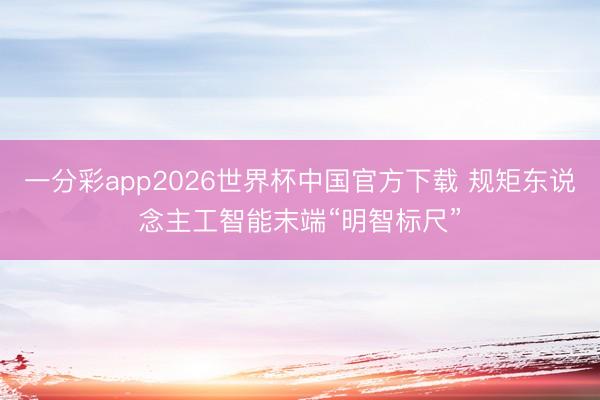 一分彩app2026世界杯中国官方下载 规矩东说念主工智能末端“明智标尺”