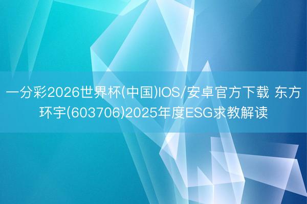 一分彩2026世界杯(中国)IOS/安卓官方下载 东方环宇(603706)2025年度ESG求教解读