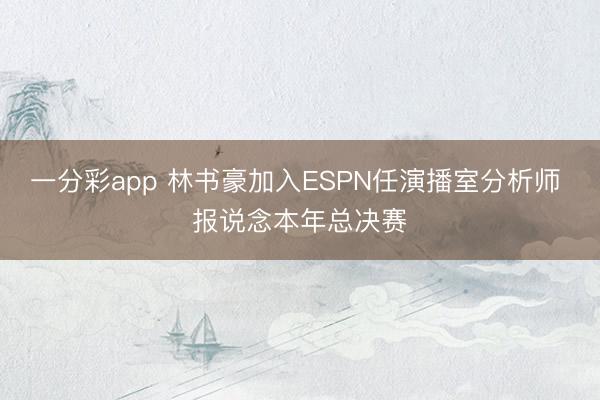 一分彩app 林书豪加入ESPN任演播室分析师 报说念本年总决赛
