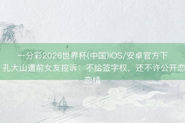 一分彩2026世界杯(中国)IOS/安卓官方下载 孔大山遭前女友控诉：不给签字权，还不许公开恋情