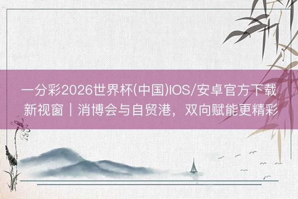 一分彩2026世界杯(中国)IOS/安卓官方下载 新视窗｜消博会与自贸港，双向赋能更精彩