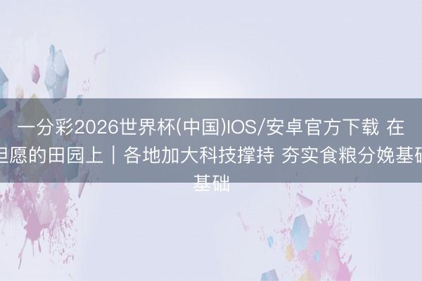 一分彩2026世界杯(中国)IOS/安卓官方下载 在但愿的田园上｜各地加大科技撑持 夯实食粮分娩基础